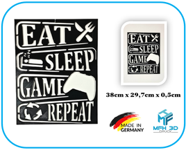 Eat Sleep Game Repeat 3d Druck Wandschild Eat sleep Gaming repeat Gaming Gamer