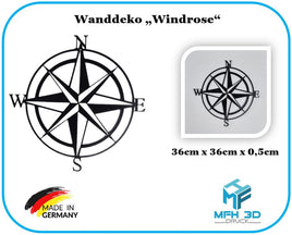 Windrose Wanddeko | 36 x 36 cm | Windrose Kompassrose Kompass Deko